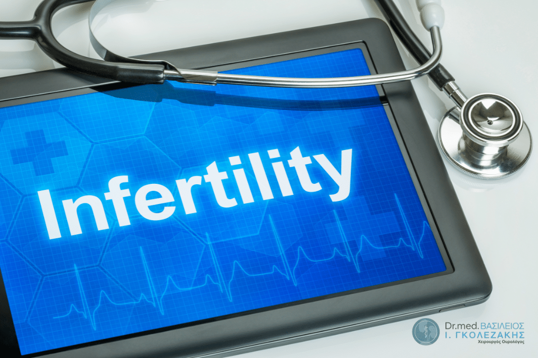 Οθόνη tablet με την ένδειξη Infertility δίπλα σε στηθοσκόπιο